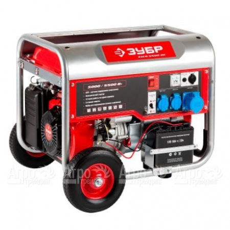 Бензогенератор Зубр ЗЭСБ-5500-ЭН 5.5 кВт с электростартером, колесами и рукояткой  в Москве