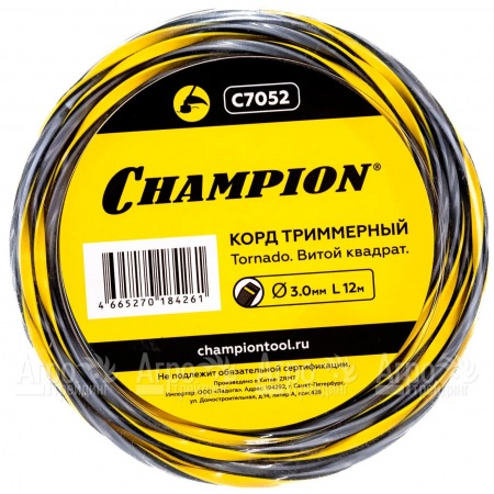 Корд триммерный Champion Tornado 3.0мм, 12м (витой квадрат)  в Москве