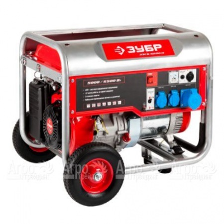 Бензогенератор Зубр ЗЭСБ-5500-Н 5.5 кВт с колесами и рукояткой  в Москве