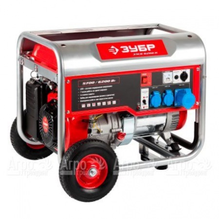 Бензогенератор Зубр ЗЭСБ-6200-Н 6.2 кВт с колесами и рукояткой  в Москве